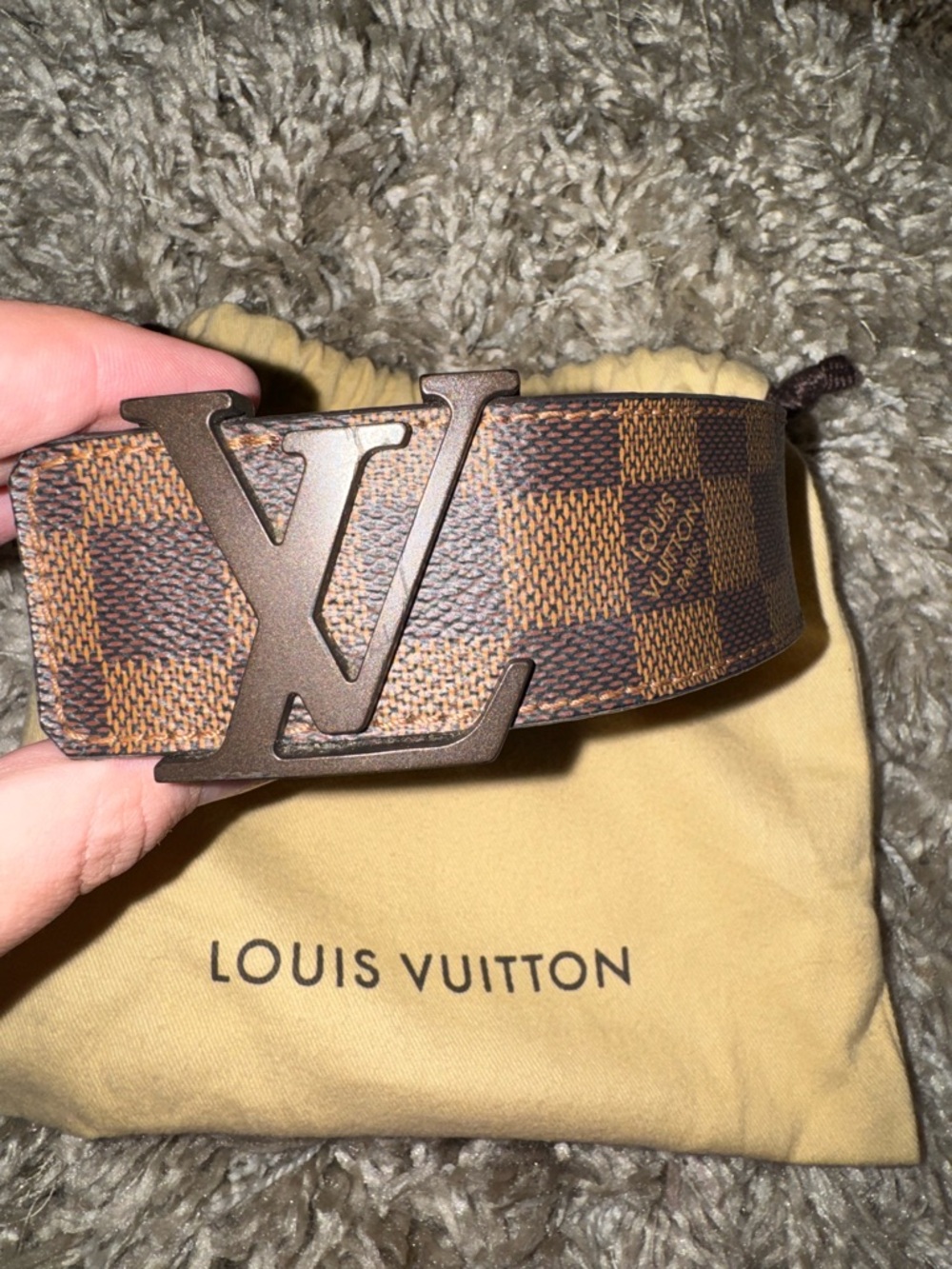 Louis Vuitton Brown Damier Ebene Canvas LV Initiales Buckle Belt